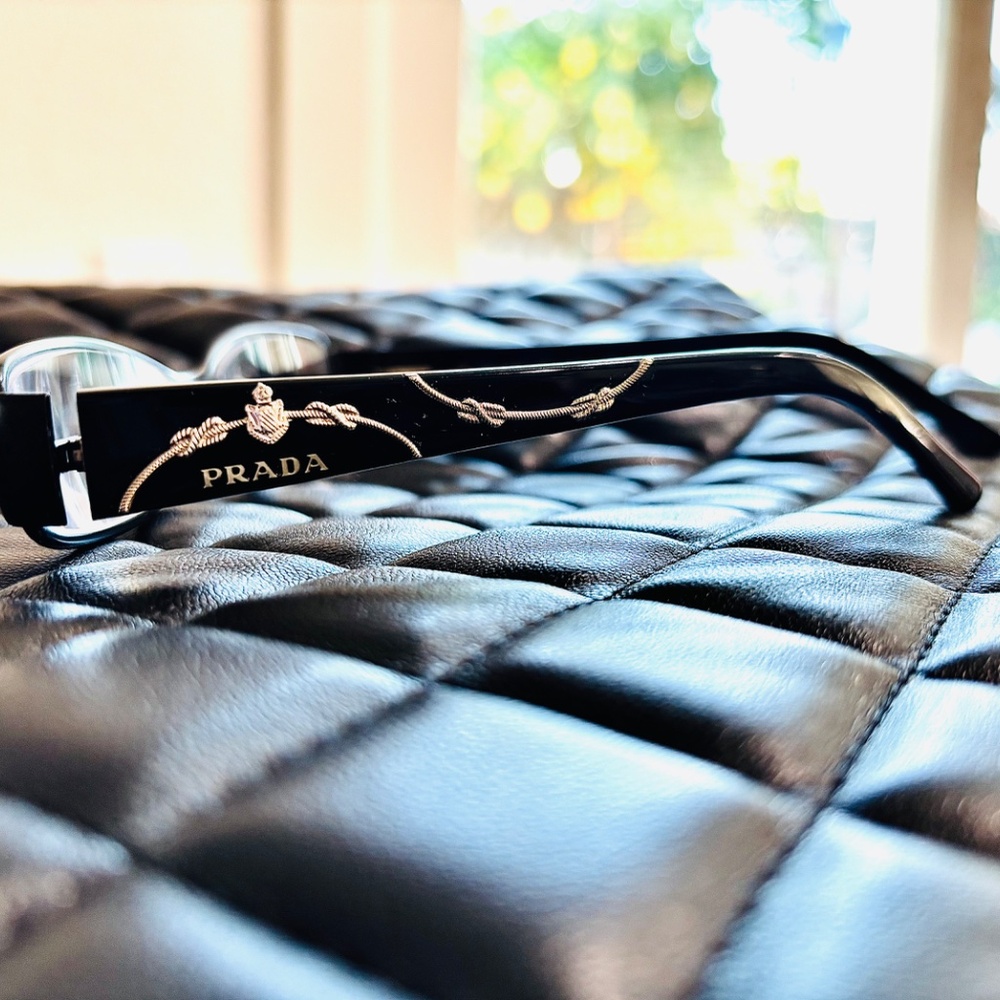 Vintage Authentic PRADA BiFocal Reading Glasses w/Plaque Silver ArtEmbellishment - Picture 9 of 14